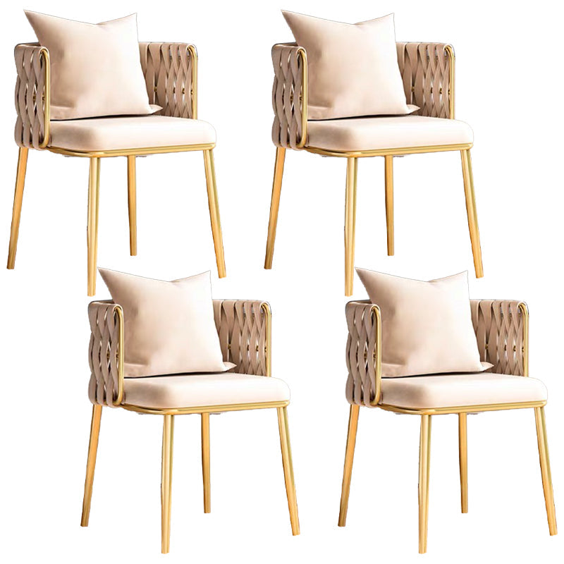 Glam Style Upholstered Barrel Back Chairs Linen Fabric Dining Chairs for Home Use White 4 Piece Set Clearhalo ' kitchen&dining_furn' 'Dining Chairs' 'Dining Tables & Seating' 'dining_chair' 'furn' 'furn_dining_chair' 'Furniture' 'furniture_dining_chair' 'Kitchen & Dining Furniture' 'kitchen' 3957385