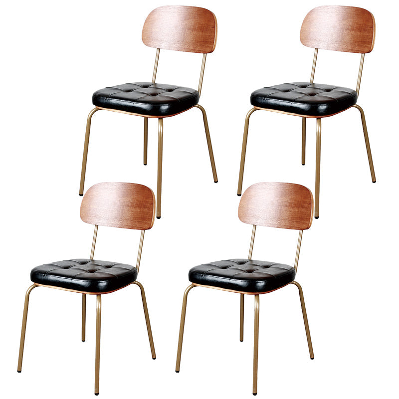 Industrial Style Upholstered Armless Dining Chairs Open Back Dining Side Chairs Black 4 Piece Set Clearhalo ' kitchen&dining_furn' 'Dining Chairs' 'Dining Tables & Seating' 'dining_chair' 'furn' 'furn_dining_chair' 'Furniture' 'furniture_dining_chair' 'Kitchen & Dining Furniture' 'kitchen' 3957395