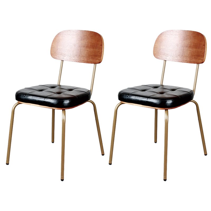 Industrial Style Upholstered Armless Dining Chairs Open Back Dining Side Chairs Black 2 Piece Set Clearhalo ' kitchen&dining_furn' 'Dining Chairs' 'Dining Tables & Seating' 'dining_chair' 'furn' 'furn_dining_chair' 'Furniture' 'furniture_dining_chair' 'Kitchen & Dining Furniture' 'kitchen' 3957398