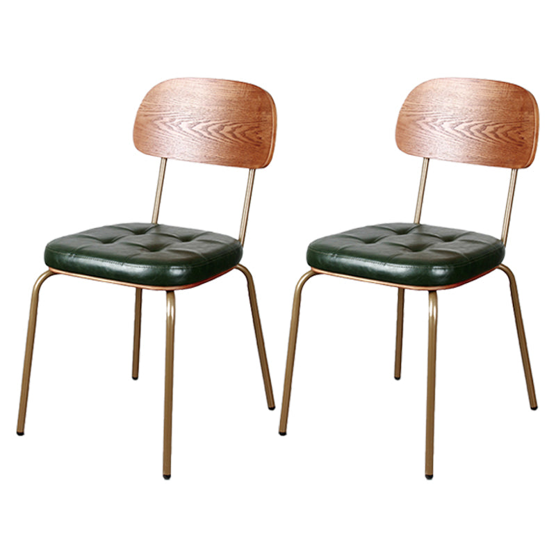 Industrial Style Upholstered Armless Dining Chairs Open Back Dining Side Chairs Blackish Green 2 Piece Set Clearhalo ' kitchen&dining_furn' 'Dining Chairs' 'Dining Tables & Seating' 'dining_chair' 'furn' 'furn_dining_chair' 'Furniture' 'furniture_dining_chair' 'Kitchen & Dining Furniture' 'kitchen' 3957403