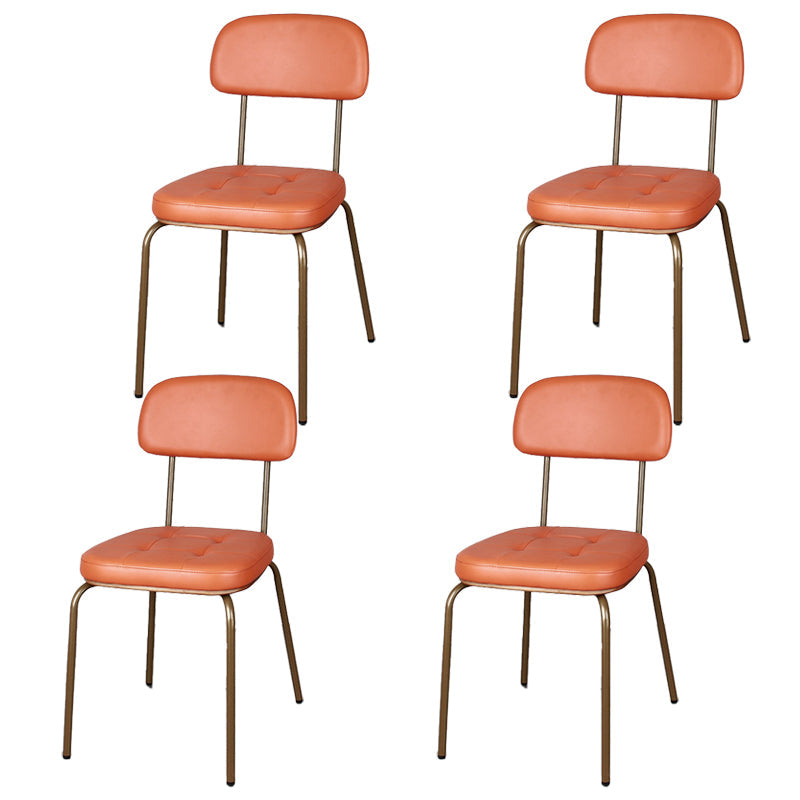 Industrial Style Upholstered Armless Dining Chairs Open Back Dining Side Chairs Orange 4 Piece Set Clearhalo ' kitchen&dining_furn' 'Dining Chairs' 'Dining Tables & Seating' 'dining_chair' 'furn' 'furn_dining_chair' 'Furniture' 'furniture_dining_chair' 'Kitchen & Dining Furniture' 'kitchen' 3957405