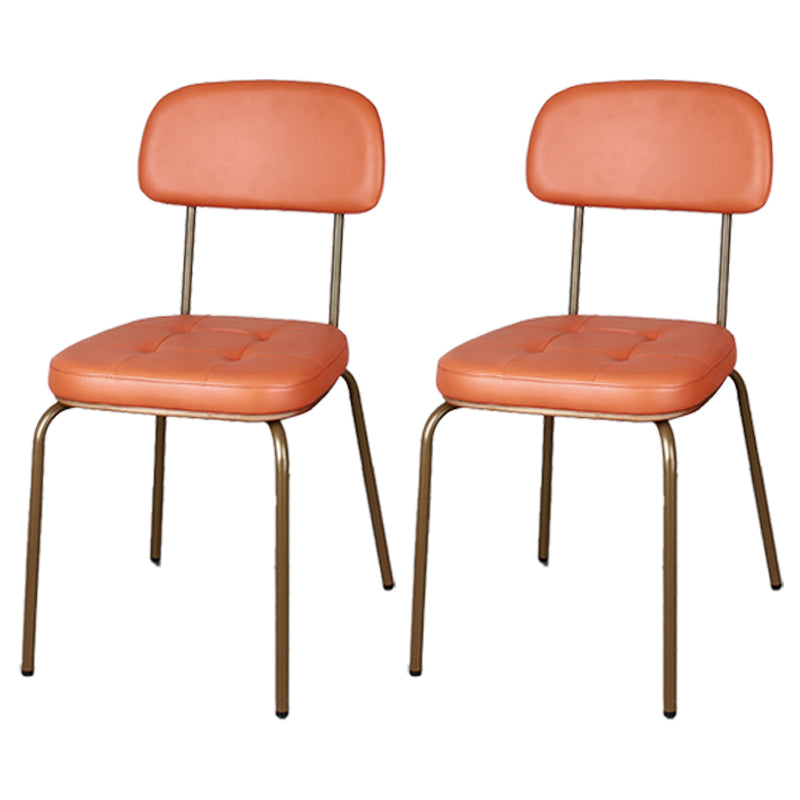 Industrial Style Upholstered Armless Dining Chairs Open Back Dining Side Chairs Orange 2 Piece Set Clearhalo ' kitchen&dining_furn' 'Dining Chairs' 'Dining Tables & Seating' 'dining_chair' 'furn' 'furn_dining_chair' 'Furniture' 'furniture_dining_chair' 'Kitchen & Dining Furniture' 'kitchen' 3957410