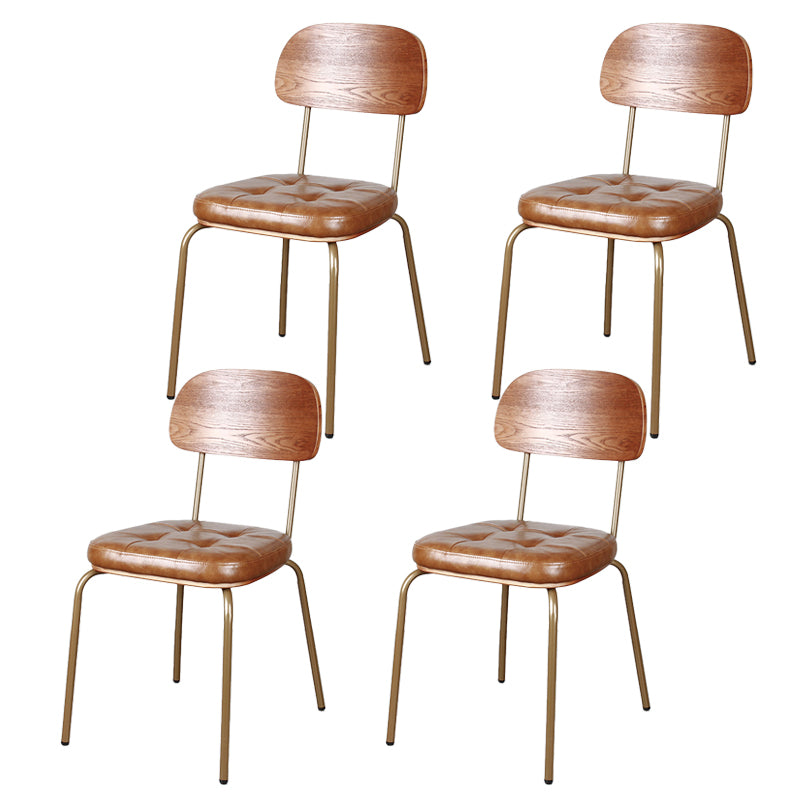 Industrial Style Upholstered Armless Dining Chairs Open Back Dining Side Chairs Brown 4 Piece Set Clearhalo ' kitchen&dining_furn' 'Dining Chairs' 'Dining Tables & Seating' 'dining_chair' 'furn' 'furn_dining_chair' 'Furniture' 'furniture_dining_chair' 'Kitchen & Dining Furniture' 'kitchen' 3957412