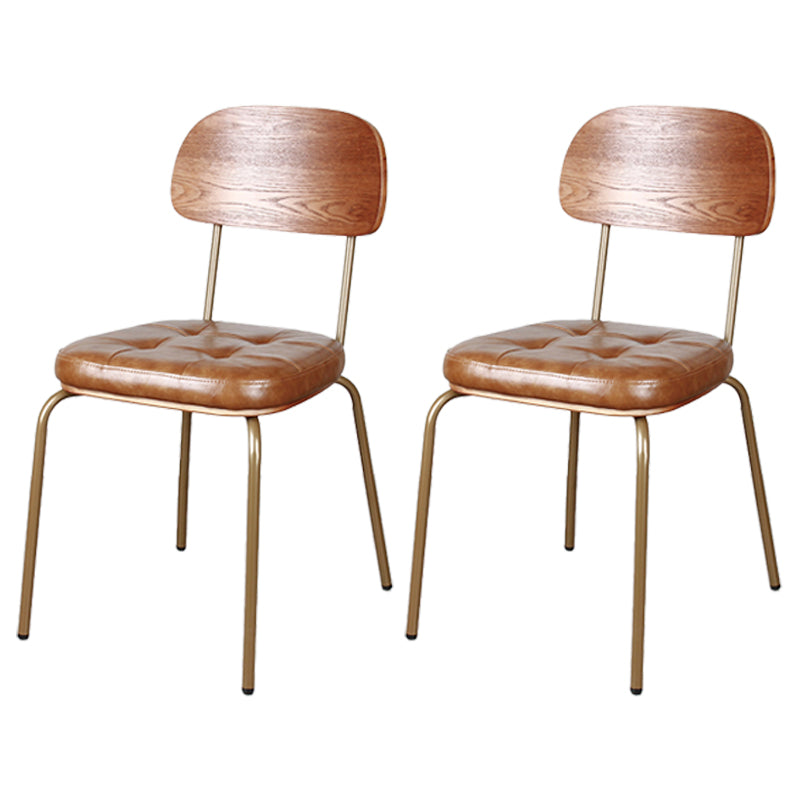Industrial Style Upholstered Armless Dining Chairs Open Back Dining Side Chairs Brown 2 Piece Set Clearhalo ' kitchen&dining_furn' 'Dining Chairs' 'Dining Tables & Seating' 'dining_chair' 'furn' 'furn_dining_chair' 'Furniture' 'furniture_dining_chair' 'Kitchen & Dining Furniture' 'kitchen' 3957415