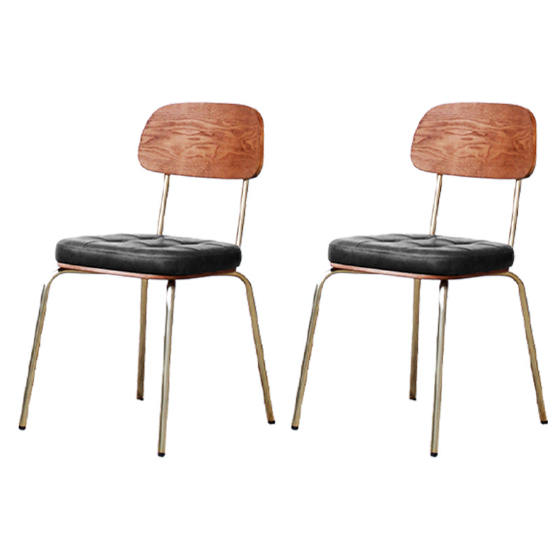 Industrial Style Upholstered Armless Dining Chairs Open Back Dining Side Chairs Gloss Black 2 Piece Set Clearhalo ' kitchen&dining_furn' 'Dining Chairs' 'Dining Tables & Seating' 'dining_chair' 'furn' 'furn_dining_chair' 'Furniture' 'furniture_dining_chair' 'Kitchen & Dining Furniture' 'kitchen' 3957421