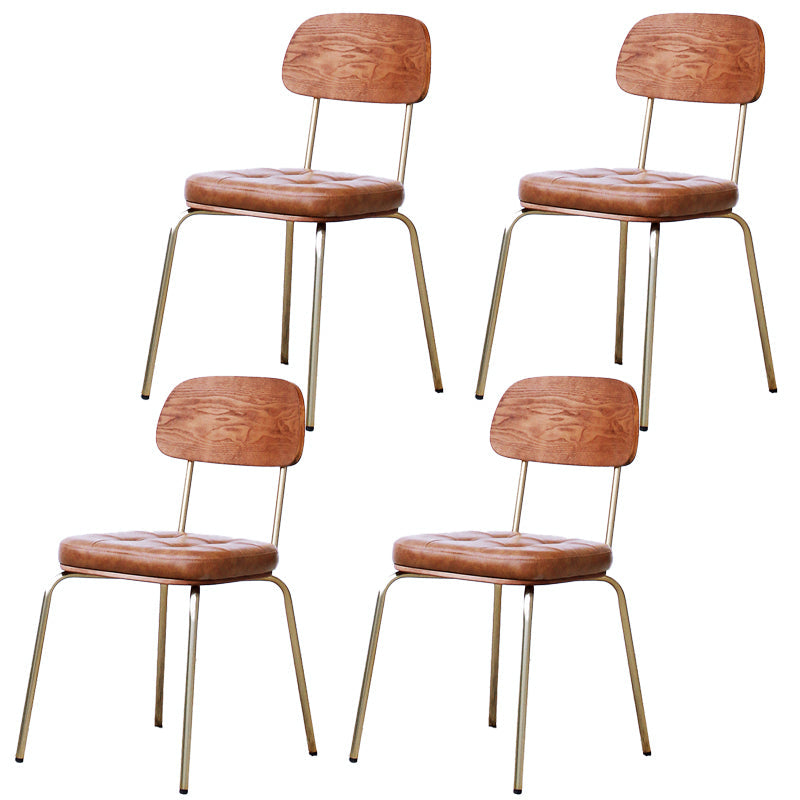 Industrial Style Upholstered Armless Dining Chairs Open Back Dining Side Chairs Light Brown 4 Piece Set Clearhalo ' kitchen&dining_furn' 'Dining Chairs' 'Dining Tables & Seating' 'dining_chair' 'furn' 'furn_dining_chair' 'Furniture' 'furniture_dining_chair' 'Kitchen & Dining Furniture' 'kitchen' 3957422