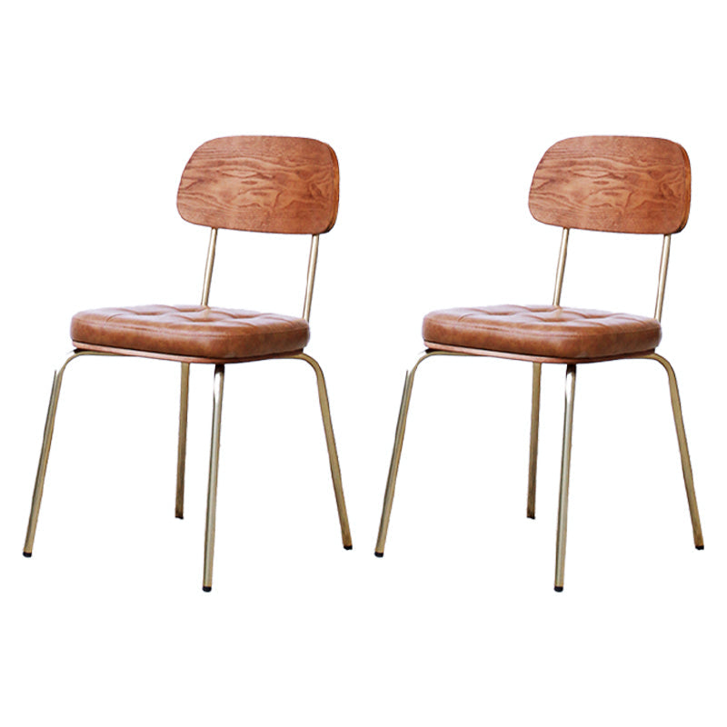 Industrial Style Upholstered Armless Dining Chairs Open Back Dining Side Chairs Light Brown 2 Piece Set Clearhalo ' kitchen&dining_furn' 'Dining Chairs' 'Dining Tables & Seating' 'dining_chair' 'furn' 'furn_dining_chair' 'Furniture' 'furniture_dining_chair' 'Kitchen & Dining Furniture' 'kitchen' 3957424