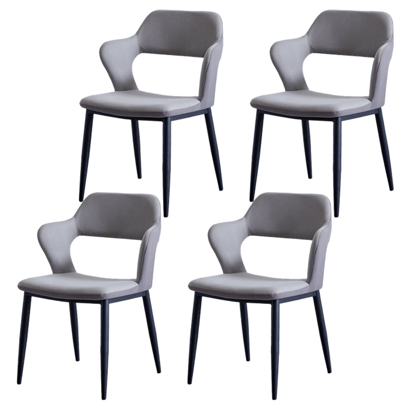 Minimalist Style Upholstered Side Chairs Open Back Arm Side Chairs for Home Silver Gray 4 Piece Set Clearhalo ' kitchen&dining_furn' 'Dining Chairs' 'Dining Tables & Seating' 'dining_chair' 'furn' 'furn_dining_chair' 'Furniture' 'furniture_dining_chair' 'Kitchen & Dining Furniture' 'kitchen' 3957433