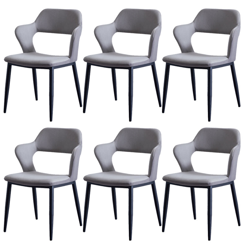 Minimalist Style Upholstered Side Chairs Open Back Arm Side Chairs for Home Silver Gray 6 Piece Set Clearhalo ' kitchen&dining_furn' 'Dining Chairs' 'Dining Tables & Seating' 'dining_chair' 'furn' 'furn_dining_chair' 'Furniture' 'furniture_dining_chair' 'Kitchen & Dining Furniture' 'kitchen' 3957434