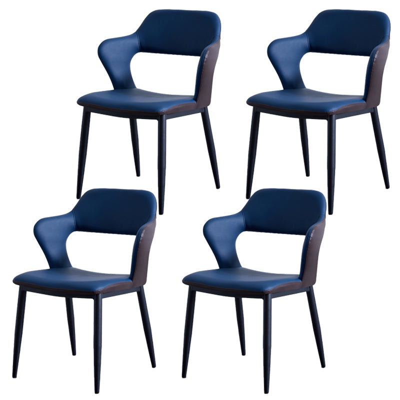 Minimalist Style Upholstered Side Chairs Open Back Arm Side Chairs for Home Dark Blue 4 Piece Set Clearhalo ' kitchen&dining_furn' 'Dining Chairs' 'Dining Tables & Seating' 'dining_chair' 'furn' 'furn_dining_chair' 'Furniture' 'furniture_dining_chair' 'Kitchen & Dining Furniture' 'kitchen' 3957451