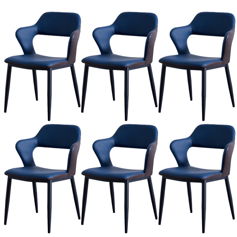Minimalist Style Upholstered Side Chairs Open Back Arm Side Chairs for Home Dark Blue 6 Piece Set Clearhalo ' kitchen&dining_furn' 'Dining Chairs' 'Dining Tables & Seating' 'dining_chair' 'furn' 'furn_dining_chair' 'Furniture' 'furniture_dining_chair' 'Kitchen & Dining Furniture' 'kitchen' 3957452