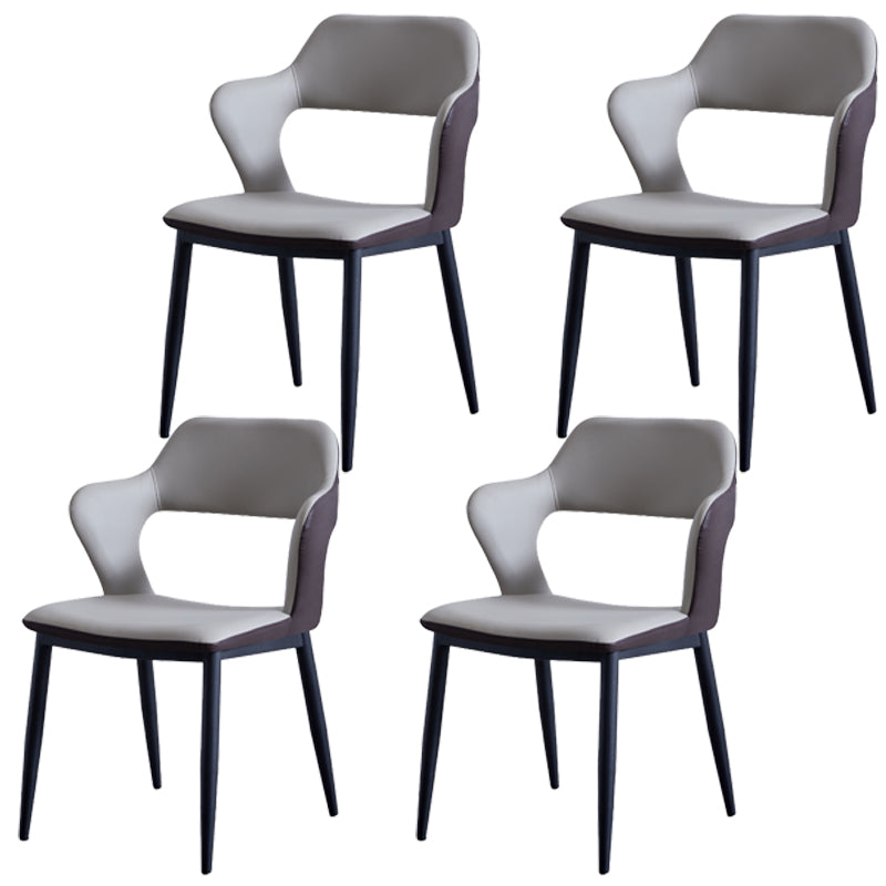 Minimalist Style Upholstered Side Chairs Open Back Arm Side Chairs for Home Light Gray 4 Piece Set Clearhalo ' kitchen&dining_furn' 'Dining Chairs' 'Dining Tables & Seating' 'dining_chair' 'furn' 'furn_dining_chair' 'Furniture' 'furniture_dining_chair' 'Kitchen & Dining Furniture' 'kitchen' 3957454