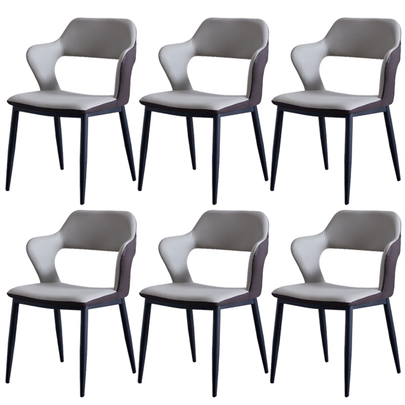 Minimalist Style Upholstered Side Chairs Open Back Arm Side Chairs for Home Light Gray 6 Piece Set Clearhalo ' kitchen&dining_furn' 'Dining Chairs' 'Dining Tables & Seating' 'dining_chair' 'furn' 'furn_dining_chair' 'Furniture' 'furniture_dining_chair' 'Kitchen & Dining Furniture' 'kitchen' 3957455