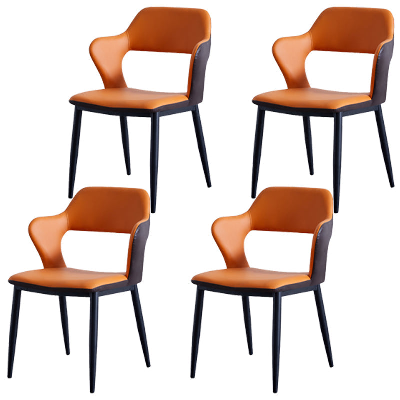 Minimalist Style Upholstered Side Chairs Open Back Arm Side Chairs for Home Orange 4 Piece Set Clearhalo ' kitchen&dining_furn' 'Dining Chairs' 'Dining Tables & Seating' 'dining_chair' 'furn' 'furn_dining_chair' 'Furniture' 'furniture_dining_chair' 'Kitchen & Dining Furniture' 'kitchen' 3957457