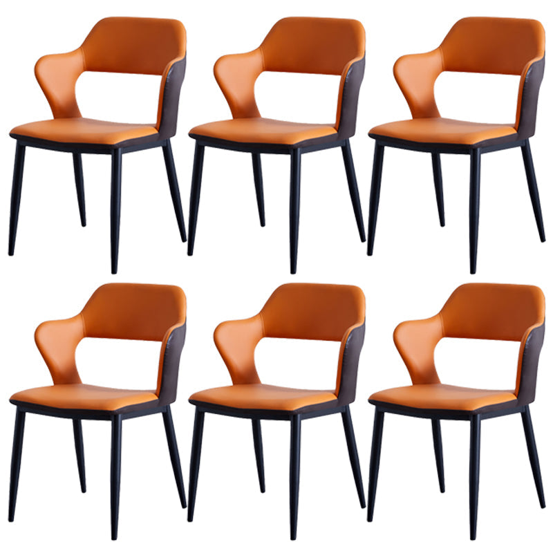 Minimalist Style Upholstered Side Chairs Open Back Arm Side Chairs for Home Orange 6 Piece Set Clearhalo ' kitchen&dining_furn' 'Dining Chairs' 'Dining Tables & Seating' 'dining_chair' 'furn' 'furn_dining_chair' 'Furniture' 'furniture_dining_chair' 'Kitchen & Dining Furniture' 'kitchen' 3957458