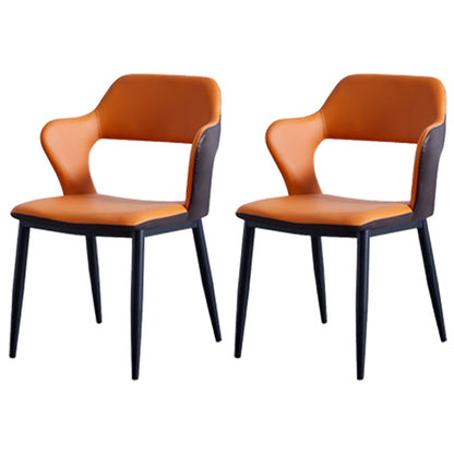 Minimalist Style Upholstered Side Chairs Open Back Arm Side Chairs for Home Orange 2 Piece Set Clearhalo ' kitchen&dining_furn' 'Dining Chairs' 'Dining Tables & Seating' 'dining_chair' 'furn' 'furn_dining_chair' 'Furniture' 'furniture_dining_chair' 'Kitchen & Dining Furniture' 'kitchen' 3957459