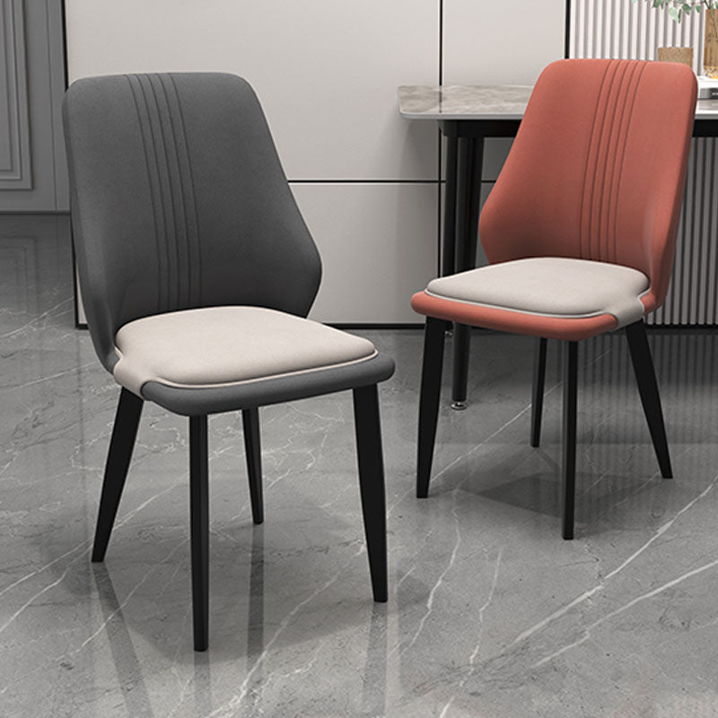 Modern Style Leather Dining Chairs Solid Back Armless Dining Side Chairs Clearhalo ' kitchen&dining_furn' 'Dining Chairs' 'Dining Tables & Seating' 'dining_chair' 'furn' 'furn_dining_chair' 'Furniture' 'furniture_dining_chair' 'Kitchen & Dining Furniture' 'kitchen' 3957464