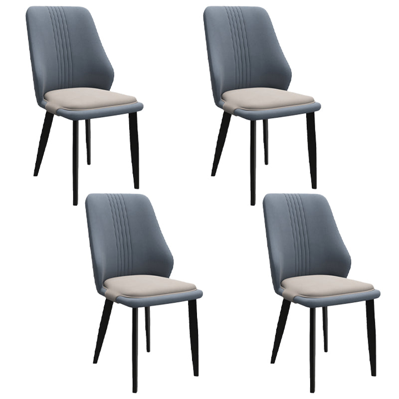 Modern Style Leather Dining Chairs Solid Back Armless Dining Side Chairs Blue 4 Piece Set Clearhalo ' kitchen&dining_furn' 'Dining Chairs' 'Dining Tables & Seating' 'dining_chair' 'furn' 'furn_dining_chair' 'Furniture' 'furniture_dining_chair' 'Kitchen & Dining Furniture' 'kitchen' 3957465
