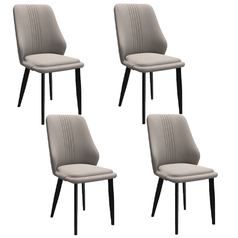 Modern Style Leather Dining Chairs Solid Back Armless Dining Side Chairs Light Gray 4 Piece Set Clearhalo ' kitchen&dining_furn' 'Dining Chairs' 'Dining Tables & Seating' 'dining_chair' 'furn' 'furn_dining_chair' 'Furniture' 'furniture_dining_chair' 'Kitchen & Dining Furniture' 'kitchen' 3957476