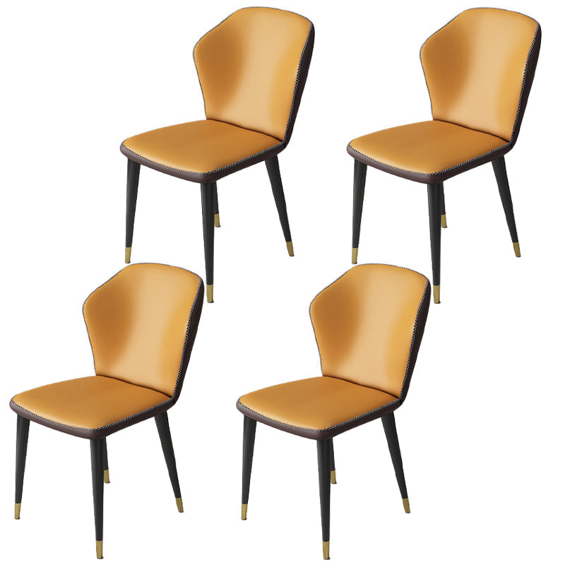 Minimalist Style Wingback Parsons Side Chairs Leather Dining Chairs for Kitchen (Set of 4) Yellow Brass Gold Clearhalo ' kitchen&dining_furn' 'Dining Chairs' 'Dining Tables & Seating' 'dining_chair' 'furn' 'furn_dining_chair' 'Furniture' 'furniture_dining_chair' 'Kitchen & Dining Furniture' 'kitchen' 3957531