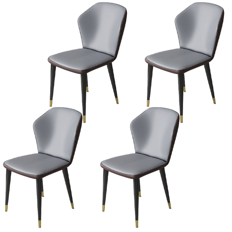 Minimalist Style Wingback Parsons Side Chairs Leather Dining Chairs for Kitchen (Set of 4) Grey Brass Gold Clearhalo ' kitchen&dining_furn' 'Dining Chairs' 'Dining Tables & Seating' 'dining_chair' 'furn' 'furn_dining_chair' 'Furniture' 'furniture_dining_chair' 'Kitchen & Dining Furniture' 'kitchen' 3957532