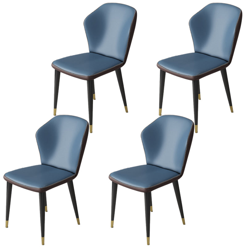 Minimalist Style Wingback Parsons Side Chairs Leather Dining Chairs for Kitchen (Set of 4) Blue Brass Gold Clearhalo ' kitchen&dining_furn' 'Dining Chairs' 'Dining Tables & Seating' 'dining_chair' 'furn' 'furn_dining_chair' 'Furniture' 'furniture_dining_chair' 'Kitchen & Dining Furniture' 'kitchen' 3957535
