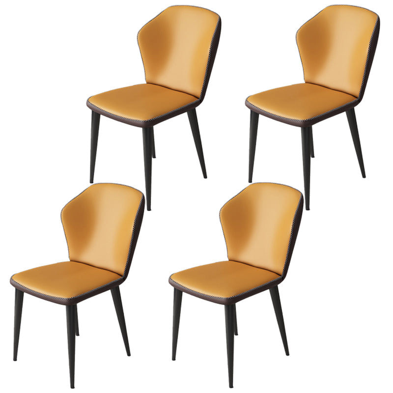 Minimalist Style Wingback Parsons Side Chairs Leather Dining Chairs for Kitchen (Set of 4) Yellow Black Clearhalo ' kitchen&dining_furn' 'Dining Chairs' 'Dining Tables & Seating' 'dining_chair' 'furn' 'furn_dining_chair' 'Furniture' 'furniture_dining_chair' 'Kitchen & Dining Furniture' 'kitchen' 3957536