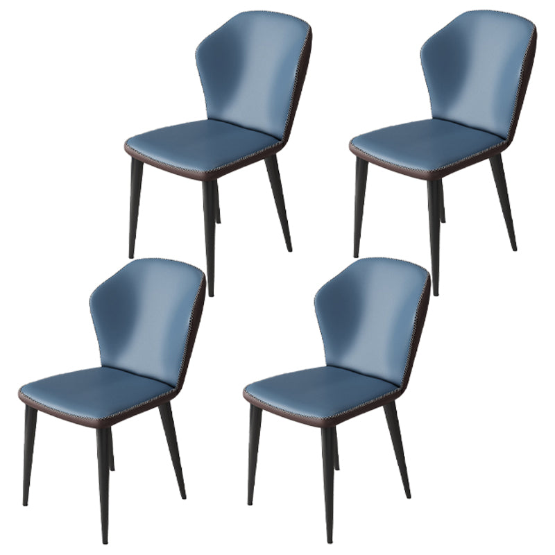 Minimalist Style Wingback Parsons Side Chairs Leather Dining Chairs for Kitchen (Set of 4) Blue Black Clearhalo ' kitchen&dining_furn' 'Dining Chairs' 'Dining Tables & Seating' 'dining_chair' 'furn' 'furn_dining_chair' 'Furniture' 'furniture_dining_chair' 'Kitchen & Dining Furniture' 'kitchen' 3957538