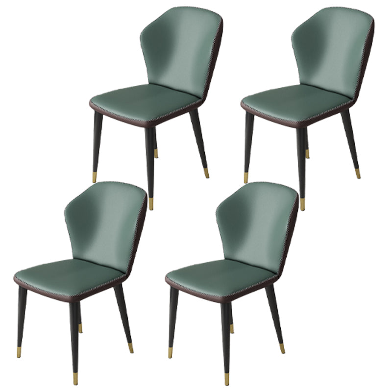 Minimalist Style Wingback Parsons Side Chairs Leather Dining Chairs for Kitchen (Set of 4) Green Brass Gold Clearhalo ' kitchen&dining_furn' 'Dining Chairs' 'Dining Tables & Seating' 'dining_chair' 'furn' 'furn_dining_chair' 'Furniture' 'furniture_dining_chair' 'Kitchen & Dining Furniture' 'kitchen' 3957540