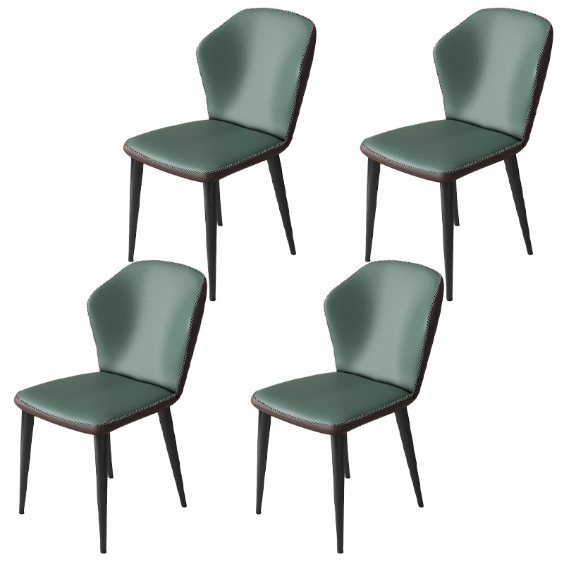 Minimalist Style Wingback Parsons Side Chairs Leather Dining Chairs for Kitchen (Set of 4) Green Black Clearhalo ' kitchen&dining_furn' 'Dining Chairs' 'Dining Tables & Seating' 'dining_chair' 'furn' 'furn_dining_chair' 'Furniture' 'furniture_dining_chair' 'Kitchen & Dining Furniture' 'kitchen' 3957545