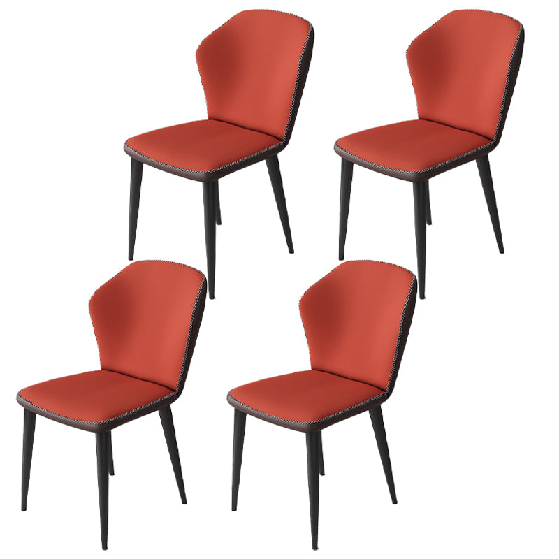 Minimalist Style Wingback Parsons Side Chairs Leather Dining Chairs for Kitchen (Set of 4) Red Black Clearhalo ' kitchen&dining_furn' 'Dining Chairs' 'Dining Tables & Seating' 'dining_chair' 'furn' 'furn_dining_chair' 'Furniture' 'furniture_dining_chair' 'Kitchen & Dining Furniture' 'kitchen' 3957547