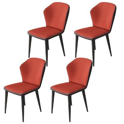 Minimalist Style Wingback Parsons Side Chairs Leather Dining Chairs for Kitchen (Set of 4) Red Black Clearhalo ' kitchen&dining_furn' 'Dining Chairs' 'Dining Tables & Seating' 'dining_chair' 'furn' 'furn_dining_chair' 'Furniture' 'furniture_dining_chair' 'Kitchen & Dining Furniture' 'kitchen' 3957547