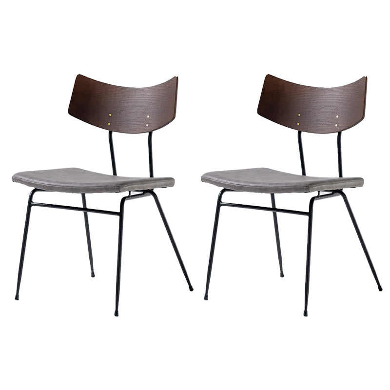 Contemporary Style Upholstered Side Chairs Open Back Dining Side Chairs (Set of 2) Walnut Gray Clearhalo ' kitchen&dining_furn' 'Dining Chairs' 'Dining Tables & Seating' 'dining_chair' 'furn' 'furn_dining_chair' 'Furniture' 'furniture_dining_chair' 'Kitchen & Dining Furniture' 'kitchen' 3957570