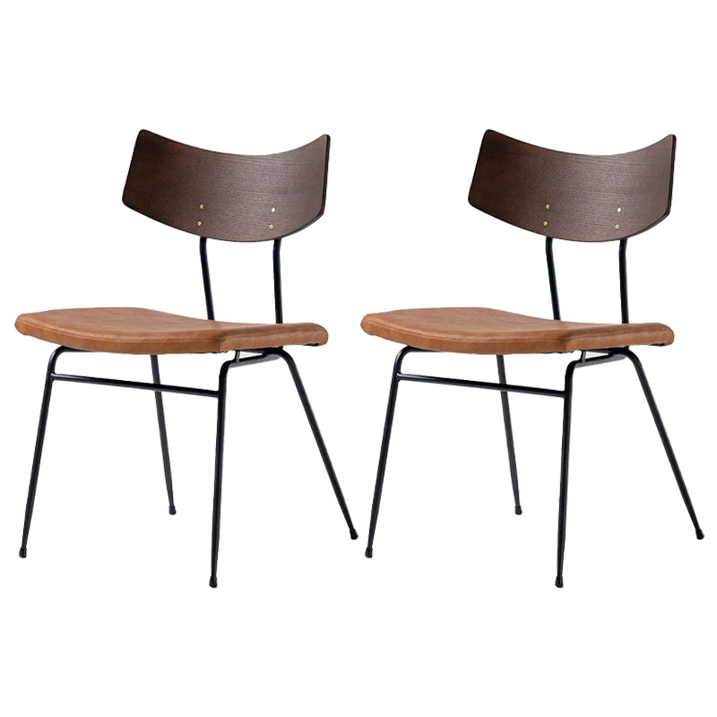Contemporary Style Upholstered Side Chairs Open Back Dining Side Chairs (Set of 2) Walnut Brown Clearhalo ' kitchen&dining_furn' 'Dining Chairs' 'Dining Tables & Seating' 'dining_chair' 'furn' 'furn_dining_chair' 'Furniture' 'furniture_dining_chair' 'Kitchen & Dining Furniture' 'kitchen' 3957572
