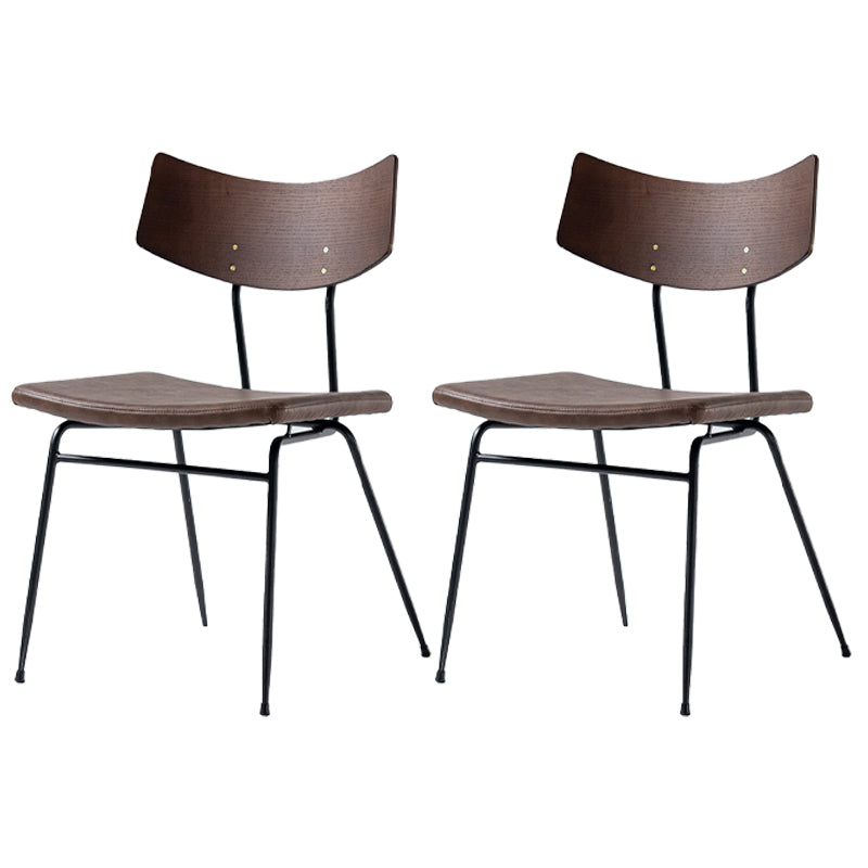 Contemporary Style Upholstered Side Chairs Open Back Dining Side Chairs (Set of 2) Walnut Dark Brown Clearhalo ' kitchen&dining_furn' 'Dining Chairs' 'Dining Tables & Seating' 'dining_chair' 'furn' 'furn_dining_chair' 'Furniture' 'furniture_dining_chair' 'Kitchen & Dining Furniture' 'kitchen' 3957573