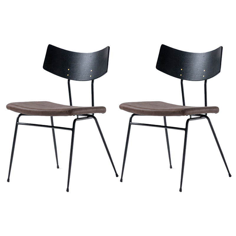 Contemporary Style Upholstered Side Chairs Open Back Dining Side Chairs (Set of 2) Black Dark Brown Clearhalo ' kitchen&dining_furn' 'Dining Chairs' 'Dining Tables & Seating' 'dining_chair' 'furn' 'furn_dining_chair' 'Furniture' 'furniture_dining_chair' 'Kitchen & Dining Furniture' 'kitchen' 3957583