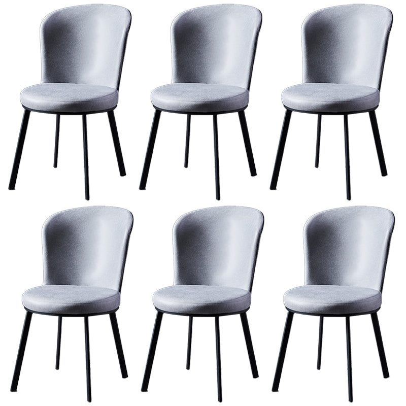 Contemporary Style Upholstered Armless Dining Chairs Solid Back Dining Chair (Set of 2) Light Gray 6 Piece Set Clearhalo ' kitchen&dining_furn' 'Dining Chairs' 'Dining Tables & Seating' 'dining_chair' 'furn' 'furn_dining_chair' 'Furniture' 'furniture_dining_chair' 'Kitchen & Dining Furniture' 'kitchen' 3957596