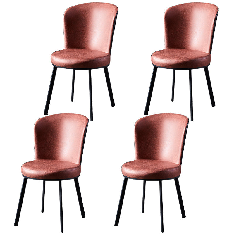 Contemporary Style Upholstered Armless Dining Chairs Solid Back Dining Chair (Set of 2) Red 4 Piece Set Clearhalo ' kitchen&dining_furn' 'Dining Chairs' 'Dining Tables & Seating' 'dining_chair' 'furn' 'furn_dining_chair' 'Furniture' 'furniture_dining_chair' 'Kitchen & Dining Furniture' 'kitchen' 3957599