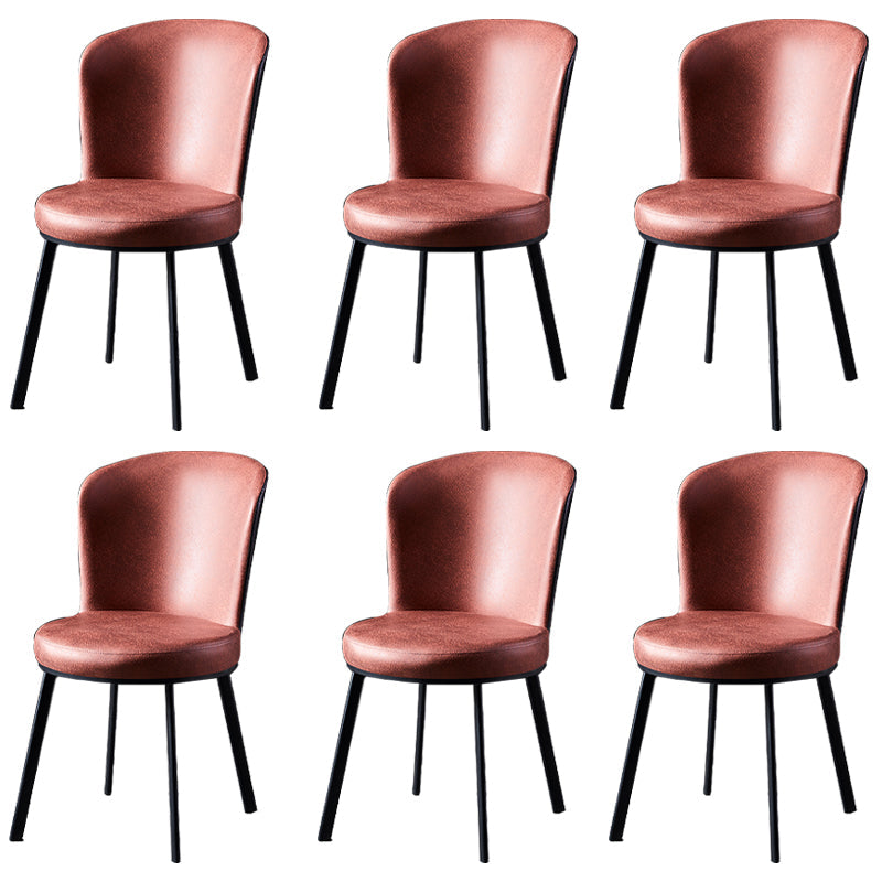 Contemporary Style Upholstered Armless Dining Chairs Solid Back Dining Chair (Set of 2) Red 6 Piece Set Clearhalo ' kitchen&dining_furn' 'Dining Chairs' 'Dining Tables & Seating' 'dining_chair' 'furn' 'furn_dining_chair' 'Furniture' 'furniture_dining_chair' 'Kitchen & Dining Furniture' 'kitchen' 3957602