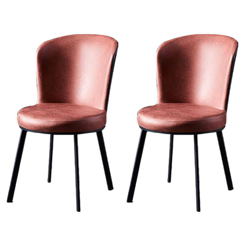 Contemporary Style Upholstered Armless Dining Chairs Solid Back Dining Chair (Set of 2) Red 2 Piece Set Clearhalo ' kitchen&dining_furn' 'Dining Chairs' 'Dining Tables & Seating' 'dining_chair' 'furn' 'furn_dining_chair' 'Furniture' 'furniture_dining_chair' 'Kitchen & Dining Furniture' 'kitchen' 3957604
