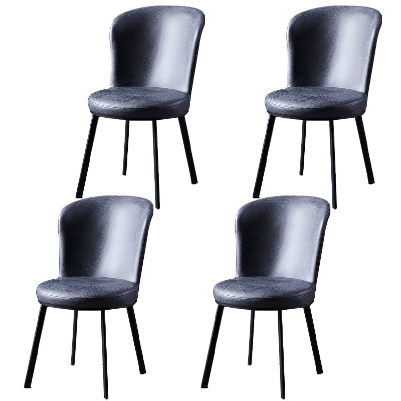 Contemporary Style Upholstered Armless Dining Chairs Solid Back Dining Chair (Set of 2) Dark Gray 4 Piece Set Clearhalo ' kitchen&dining_furn' 'Dining Chairs' 'Dining Tables & Seating' 'dining_chair' 'furn' 'furn_dining_chair' 'Furniture' 'furniture_dining_chair' 'Kitchen & Dining Furniture' 'kitchen' 3957605