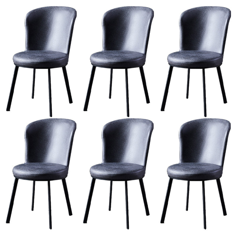 Contemporary Style Upholstered Armless Dining Chairs Solid Back Dining Chair (Set of 2) Dark Gray 6 Piece Set Clearhalo ' kitchen&dining_furn' 'Dining Chairs' 'Dining Tables & Seating' 'dining_chair' 'furn' 'furn_dining_chair' 'Furniture' 'furniture_dining_chair' 'Kitchen & Dining Furniture' 'kitchen' 3957607