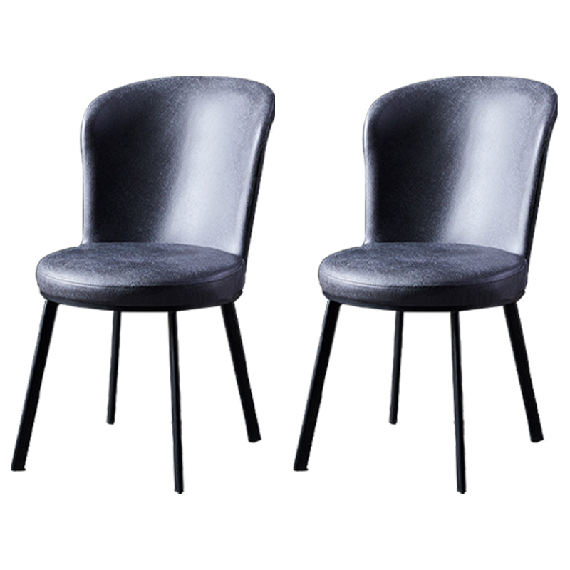 Contemporary Style Upholstered Armless Dining Chairs Solid Back Dining Chair (Set of 2) Dark Gray 2 Piece Set Clearhalo ' kitchen&dining_furn' 'Dining Chairs' 'Dining Tables & Seating' 'dining_chair' 'furn' 'furn_dining_chair' 'Furniture' 'furniture_dining_chair' 'Kitchen & Dining Furniture' 'kitchen' 3957609