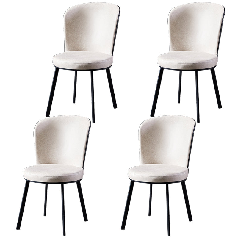 Contemporary Style Upholstered Armless Dining Chairs Solid Back Dining Chair (Set of 2) White 4 Piece Set Clearhalo ' kitchen&dining_furn' 'Dining Chairs' 'Dining Tables & Seating' 'dining_chair' 'furn' 'furn_dining_chair' 'Furniture' 'furniture_dining_chair' 'Kitchen & Dining Furniture' 'kitchen' 3957616