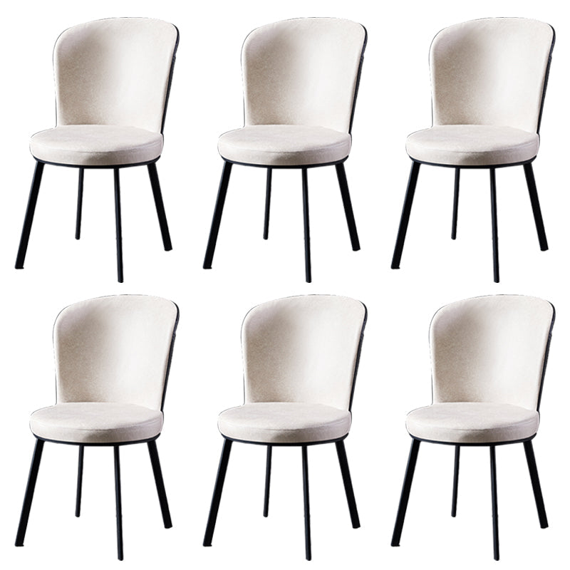 Contemporary Style Upholstered Armless Dining Chairs Solid Back Dining Chair (Set of 2) White 6 Piece Set Clearhalo ' kitchen&dining_furn' 'Dining Chairs' 'Dining Tables & Seating' 'dining_chair' 'furn' 'furn_dining_chair' 'Furniture' 'furniture_dining_chair' 'Kitchen & Dining Furniture' 'kitchen' 3957617