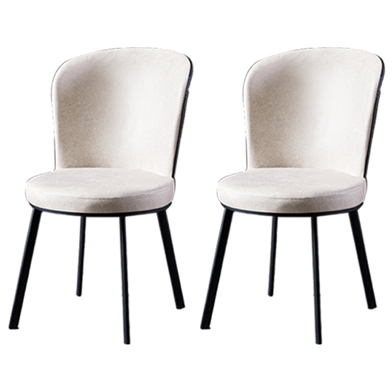 Contemporary Style Upholstered Armless Dining Chairs Solid Back Dining Chair (Set of 2) White 2 Piece Set Clearhalo ' kitchen&dining_furn' 'Dining Chairs' 'Dining Tables & Seating' 'dining_chair' 'furn' 'furn_dining_chair' 'Furniture' 'furniture_dining_chair' 'Kitchen & Dining Furniture' 'kitchen' 3957618