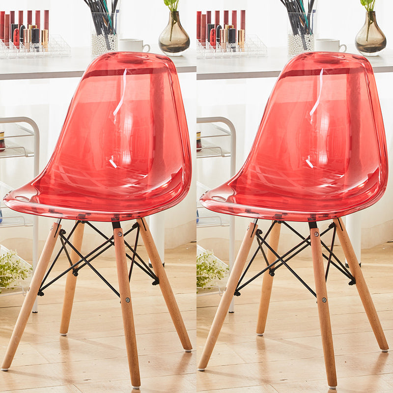 Modern Style Plastic Dining Armless Chair Solid Back Dining SIde Chairs for Home Use Red Set of 2 Clearhalo ' kitchen&dining_furn' 'Dining Chairs' 'Dining Tables & Seating' 'dining_chair' 'Furniture' 'furniture_dining_chair' 'Kitchen & Dining Furniture' 'kitchen' 3957637