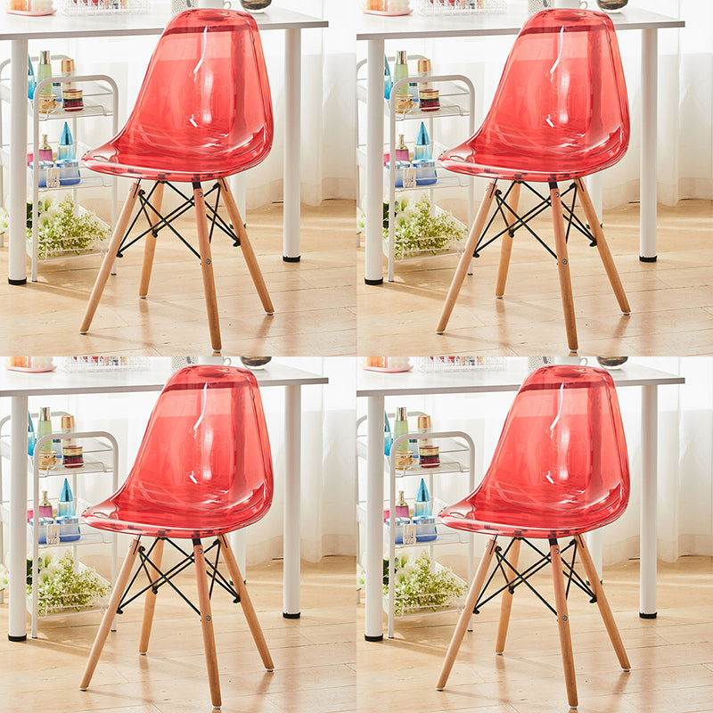 Modern Style Plastic Dining Armless Chair Solid Back Dining SIde Chairs for Home Use Red Set of 4 Clearhalo ' kitchen&dining_furn' 'Dining Chairs' 'Dining Tables & Seating' 'dining_chair' 'Furniture' 'furniture_dining_chair' 'Kitchen & Dining Furniture' 'kitchen' 3957639