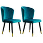Glam Wood Dining Room Chairs Velvet Dining Armless Chairs for Home Use (Set of 2) Peacock Blue Clearhalo ' kitchen&dining_furn' 'Dining Chairs' 'Dining Tables & Seating' 'dining_chair' 'furn' 'furn_dining_chair' 'Furniture' 'furniture_dining_chair' 'Kitchen & Dining Furniture' 'kitchen' 3957646