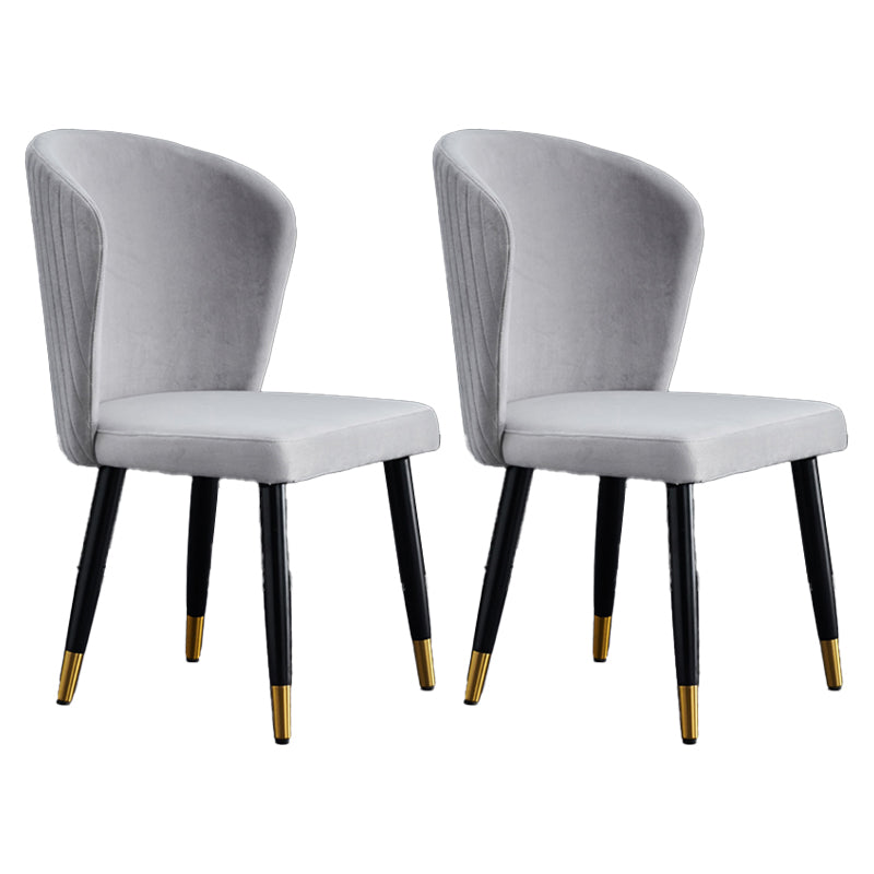 Glam Wood Dining Room Chairs Velvet Dining Armless Chairs for Home Use (Set of 2) Light Gray Clearhalo ' kitchen&dining_furn' 'Dining Chairs' 'Dining Tables & Seating' 'dining_chair' 'furn' 'furn_dining_chair' 'Furniture' 'furniture_dining_chair' 'Kitchen & Dining Furniture' 'kitchen' 3957648